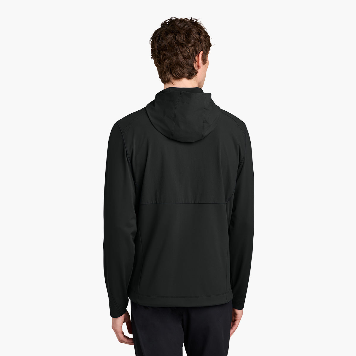 Men's Kivu Hybrid Hooded Jacket - Pitch Black - Model Back
