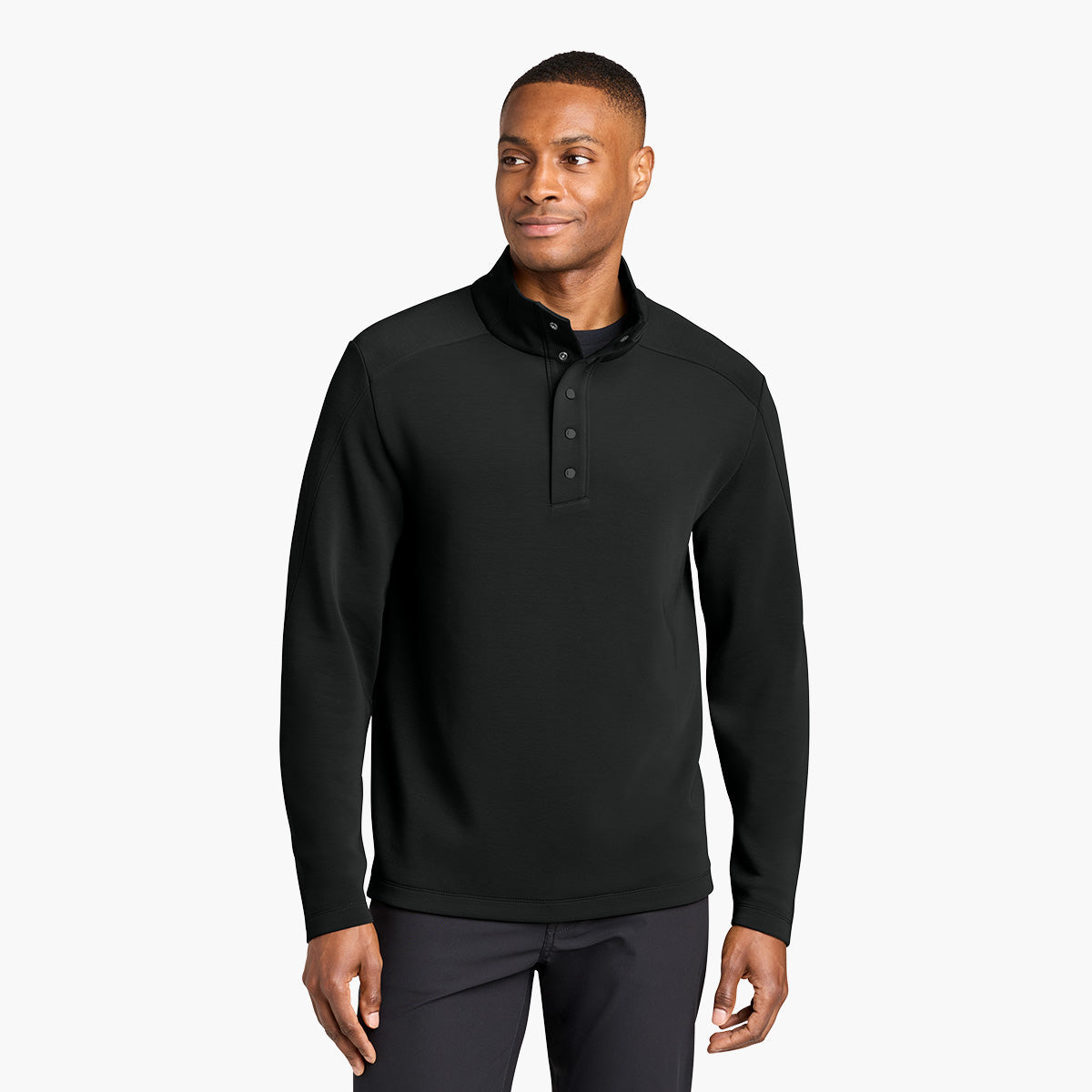 Men's Kumo 1/4 Snap Sweater - Pitch Black - Model Front