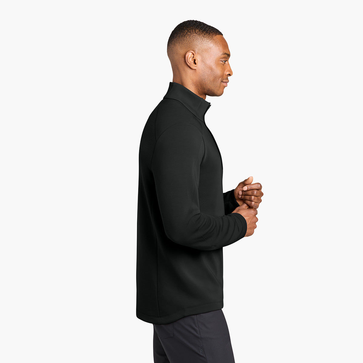 Men's Kumo 1/4 Snap Sweater - Pitch Black - Model Side