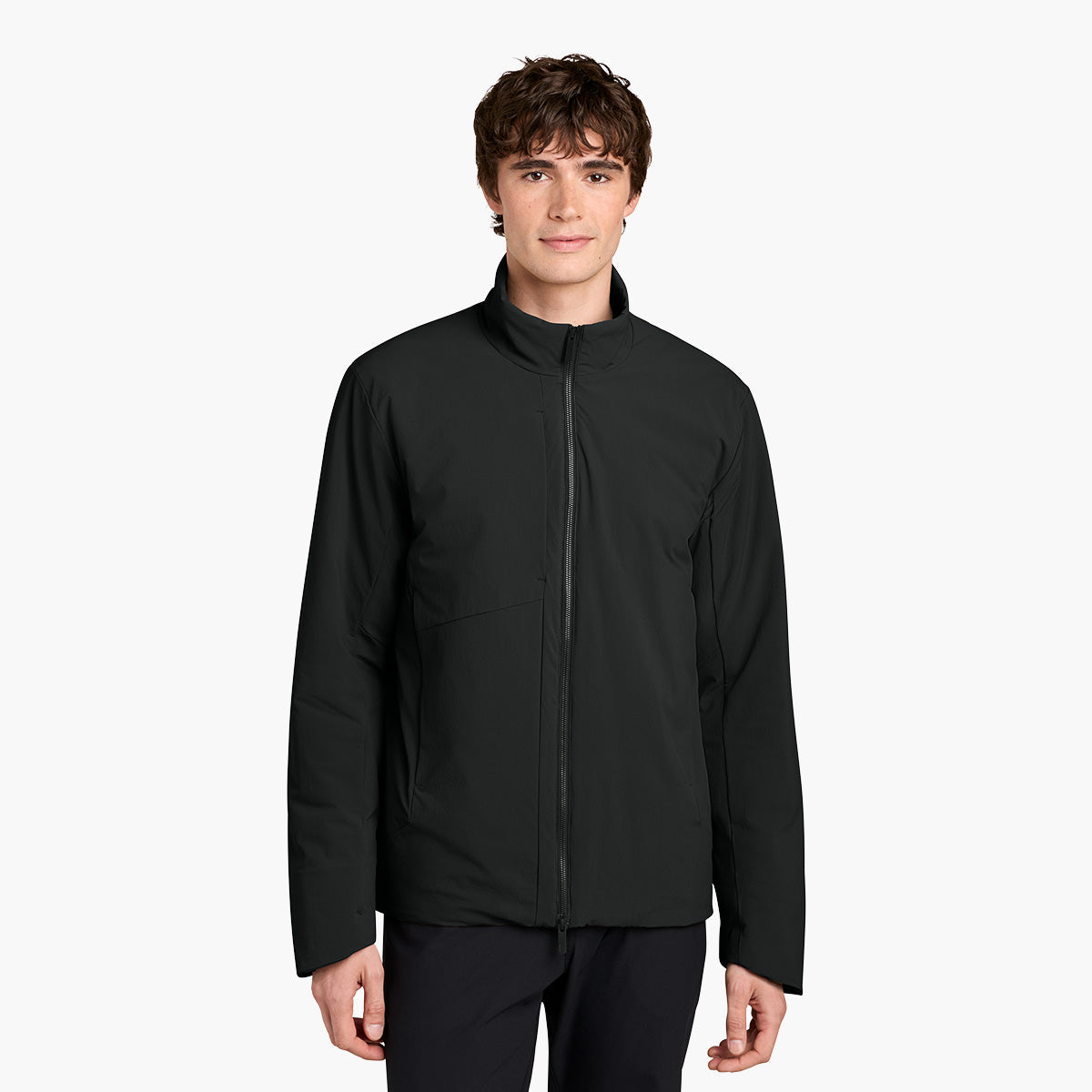 Men's Sashiko Insulated Jacket - Pitch Black - Model Front