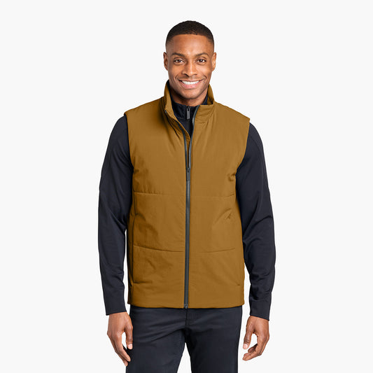 Men's Sashiko Insulated Vest - Amber Haze - Model Front