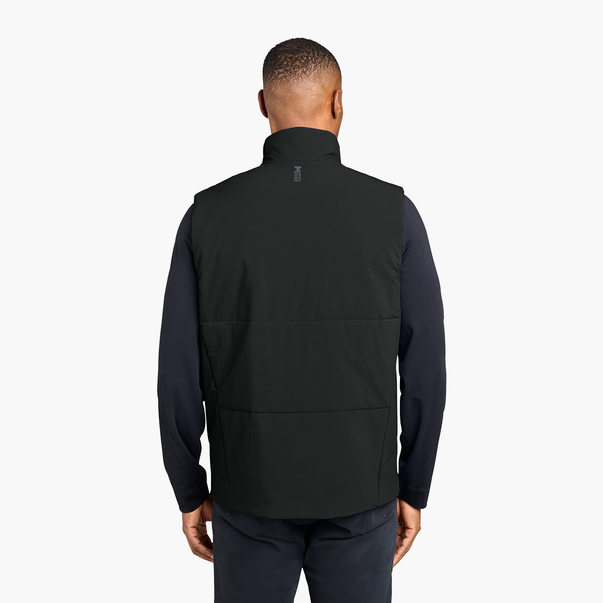 Men's Sashiko Insulated Vest - Pitch Black - Model Back