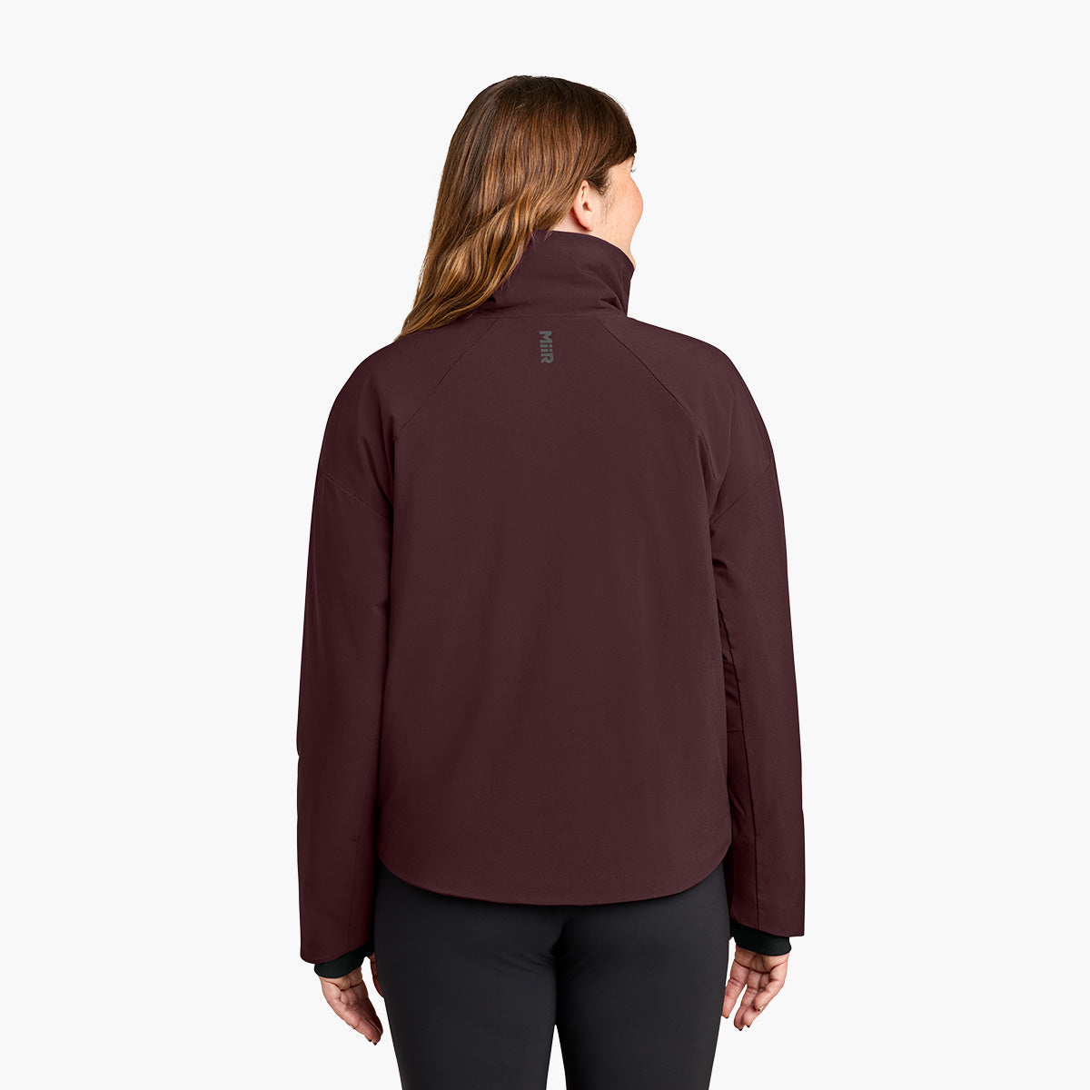 Women's Sashiko Insulated Jacket - Dark Fig - Model Back