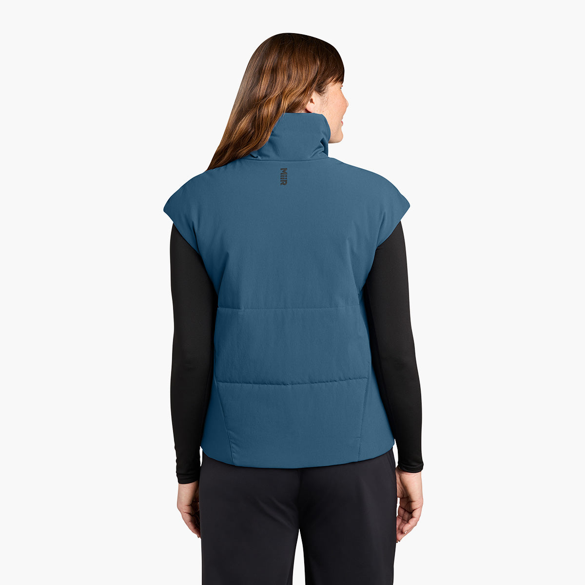 Women's Sashiko Insulated Vest - Deep Lake - Model Back