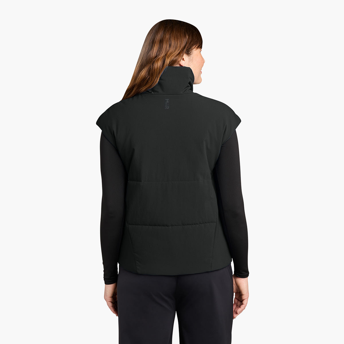 Women's Sashiko Insulated Vest - Pitch Black - Model Back